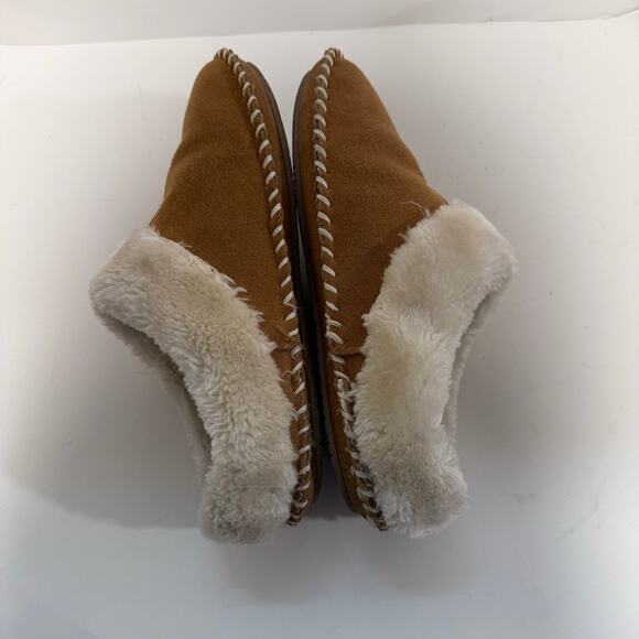 Minnetonka Women's Caitlin Clog Slipper Suede Brown Cream 10 - Picture 6 of 7